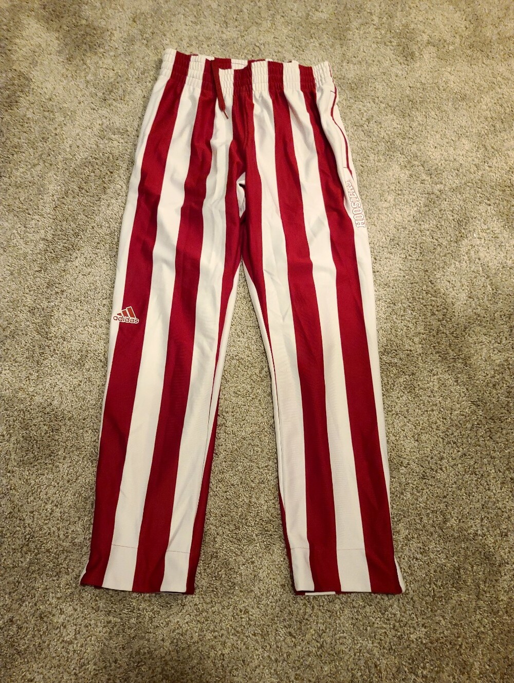Men's/ Unisex M, Indiana Hoosiers Adidas Red & White Vertical Stripe Pants